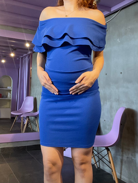 RUFFLED DRESS ROYAL BLUE
